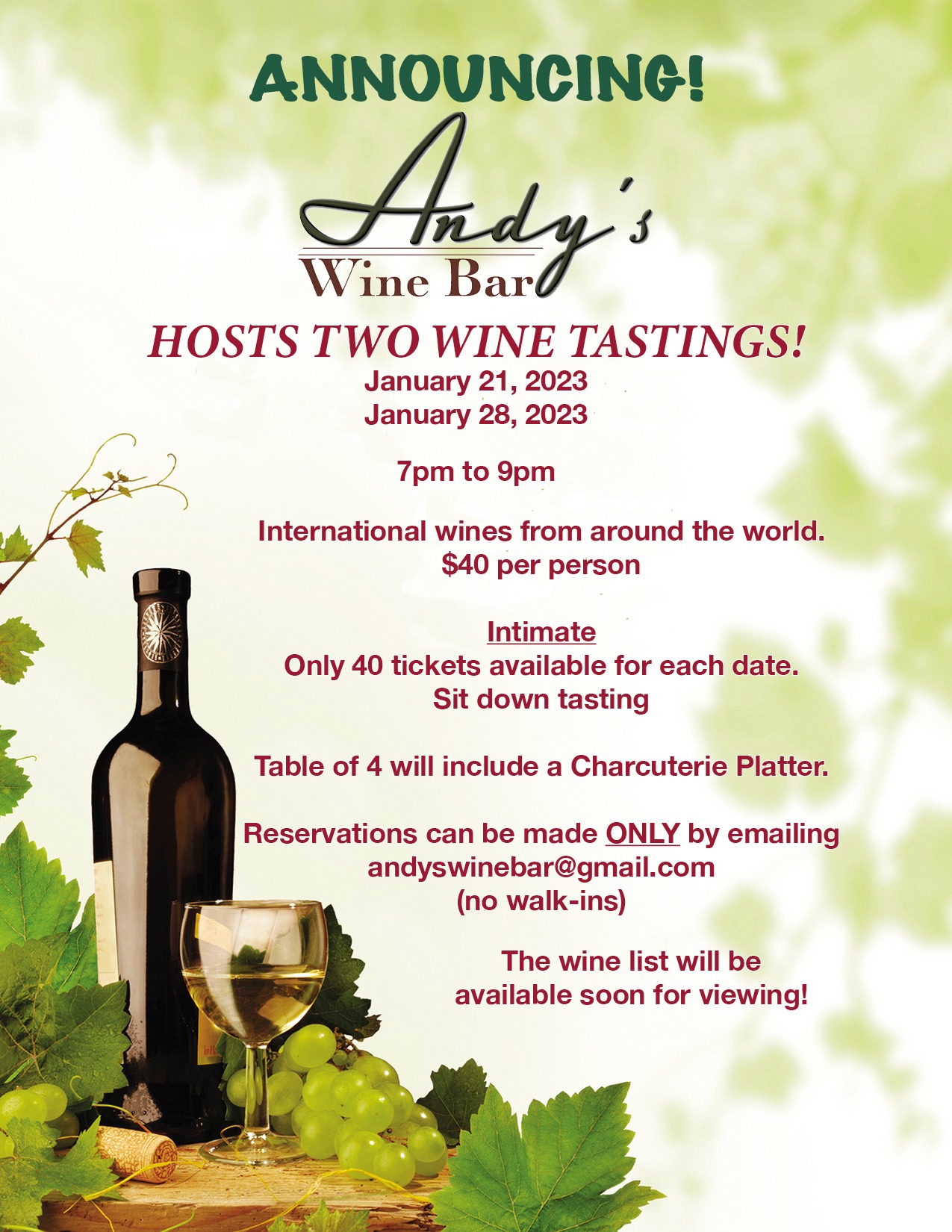 Wine Tasting at Andy's Wine Bar